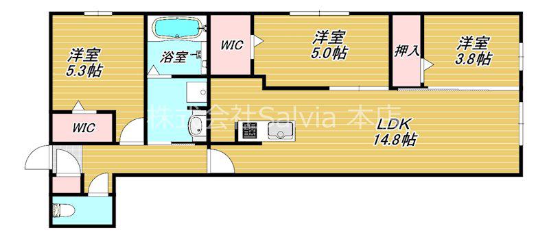 OESTE CASA(3LDK/1階)の間取り写真