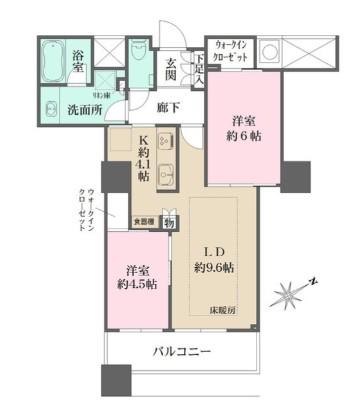 ザ・パークハウス西新宿タワー60(2LDK/46階)の間取り写真