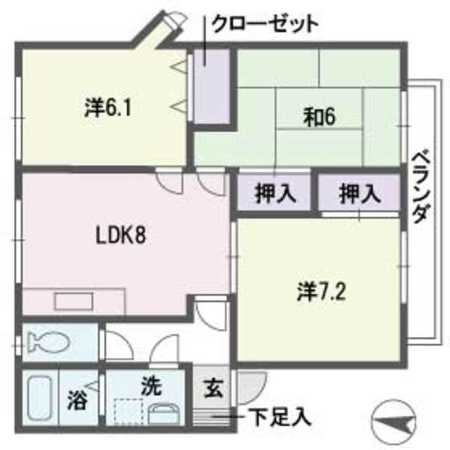 レピュート柴田(3LDK/2階)の間取り写真