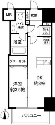 イグレック南本町(1LDK/8階)の間取り写真