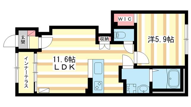 南京終7丁目アパート(1LDK/1階)の間取り写真