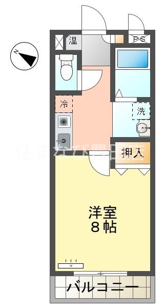 ディアコート(1K/2階)の間取り写真