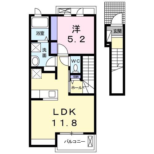 サンヒルハイムII(1LDK/2階)の間取り写真