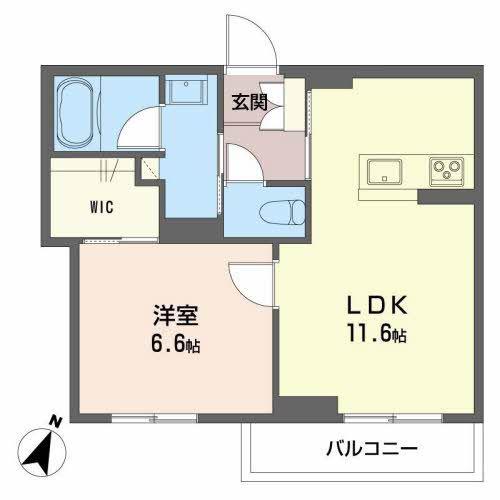 PROGRESS上浜(1LDK/1階)の間取り写真