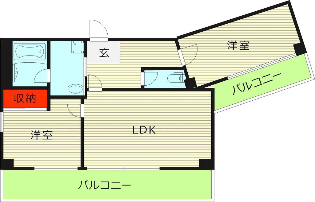 リブウッド大阪城(2LDK/7階)の間取り写真