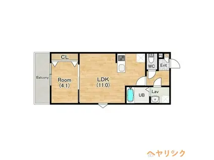 ジーメゾン味鋺エアリー(1LDK/2階)の間取り写真