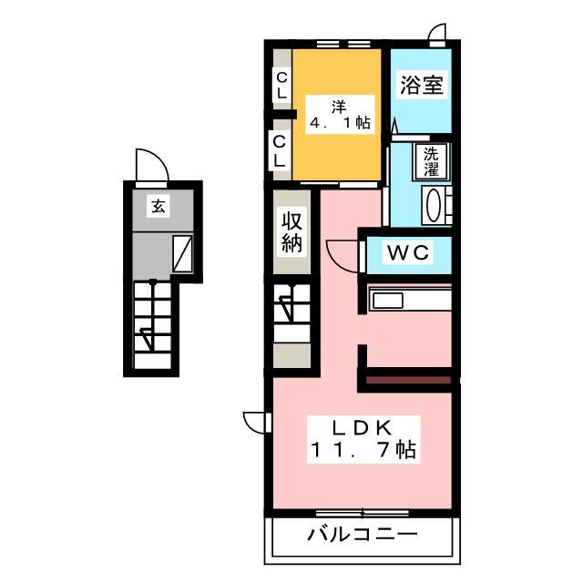 フリーデM(1LDK/2階)の間取り写真