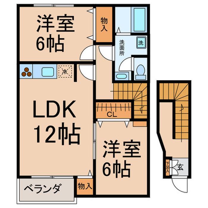 サンジュネス 1(2LDK/2階)の間取り写真