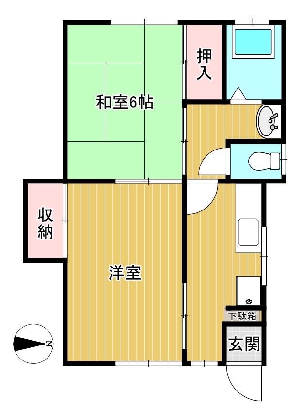 コーポ篠田(2K/1階)の間取り写真