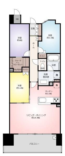 ポレスター駅東公園ザ・タワー(3LDK/19階)の間取り写真