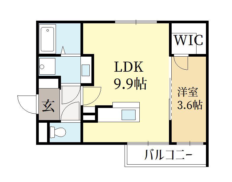 一乗寺北大丸町計画(1LDK/2階)の間取り写真