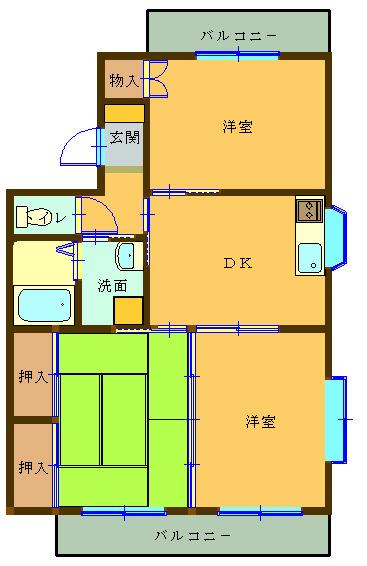 ロイヤルパレス(3DK/1階)の間取り写真