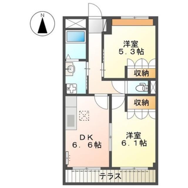 シャルマンコート(2DK/1階)の間取り写真