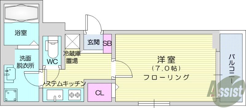 ヴィラ柏木Ⅱ(1K/2階)の間取り写真