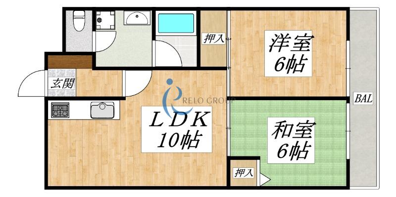 片岡マンションII(2LDK/3階)の間取り写真