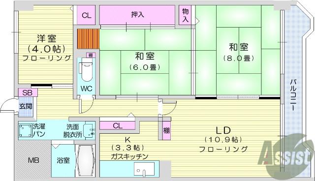 YSKコーポ幸町(3LDK/3階)の間取り写真