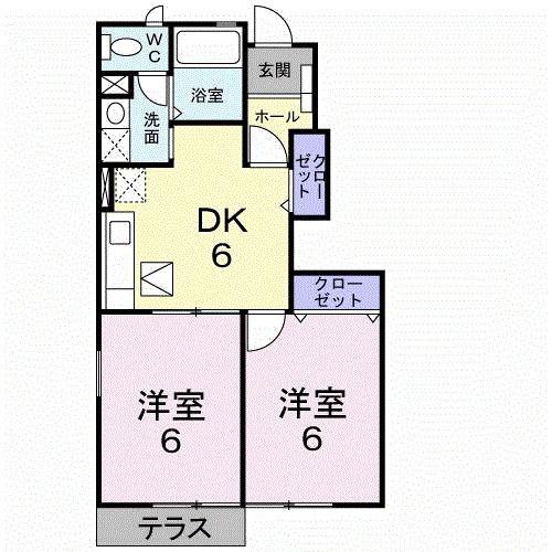 アミスター(2DK/1階)の間取り写真