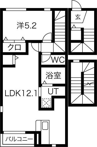 エストポミエ B棟(1LDK/3階)の間取り写真