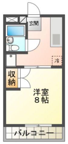 メルカードあさひII(1DK/1階)の間取り写真