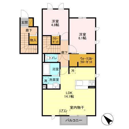 つくばエクスプレス 流山おおたかの森駅 徒歩12分 2階建 築13年(2LDK/2階)の間取り写真