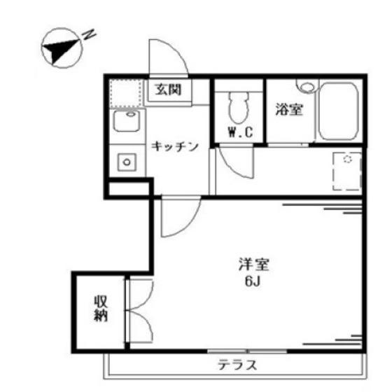 ドルフ大森(1K/1階)の間取り写真