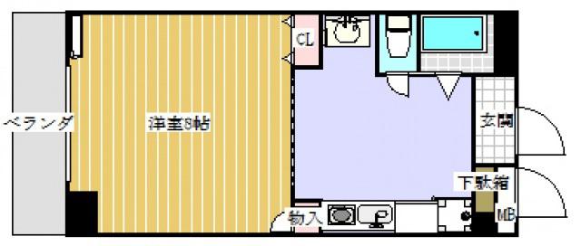 ラポール小町(1DK/4階)の間取り写真
