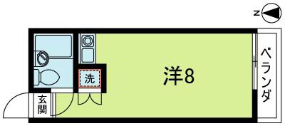 エルムハイツ(ワンルーム/2階)の間取り写真