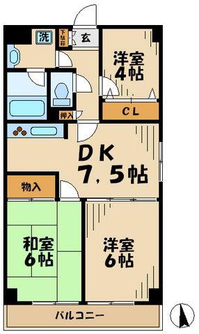 コモドアパルタ(3DK/2階)の間取り写真