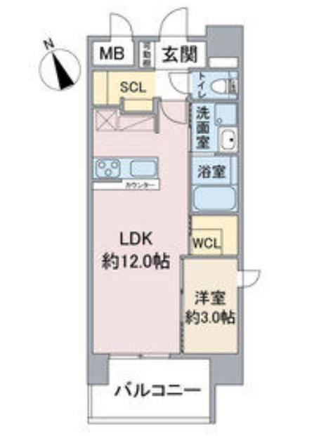 CASA VIA(1LDK/6階)の間取り写真