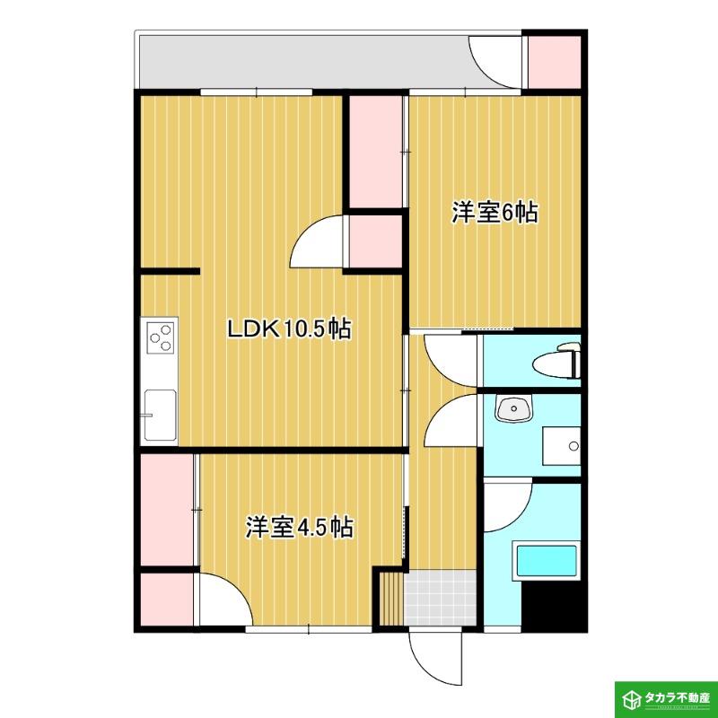 プレステーじ大分(2LDK/3階)の間取り写真