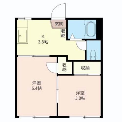  斉藤ハイツ(2K/2階)の間取り写真