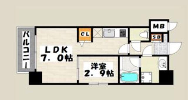 ウインステージ箱崎(1LDK/2階)の間取り写真