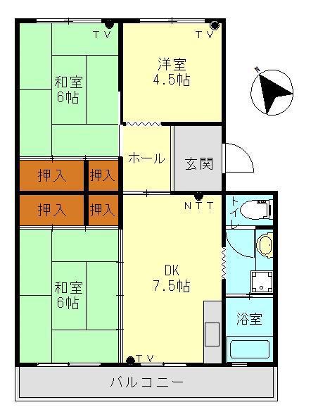 白岳コーポラス(3DK/2階)の間取り写真