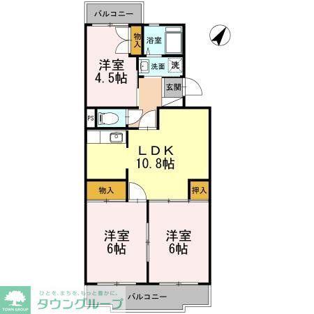 コンフォート鵠沼1(3LDK/1階)の間取り写真