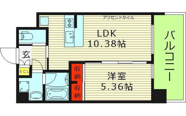 プレジオ城東(1LDK/3階)の間取り写真