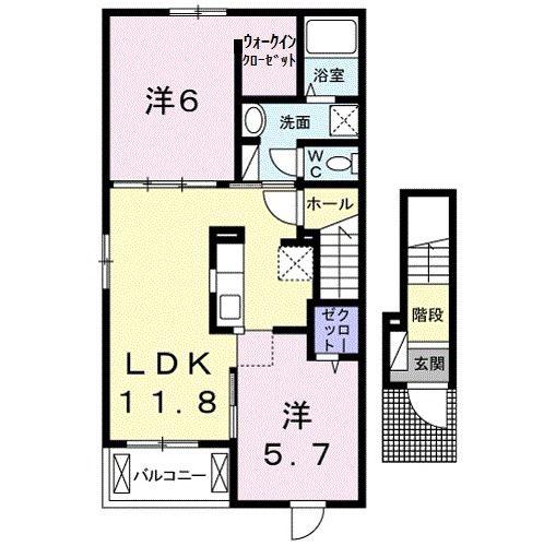 イルクォーレ(2LDK/2階)の間取り写真