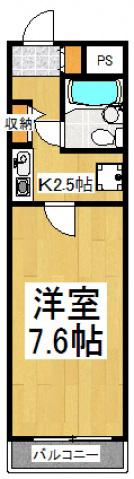 ライオンズマンション東村山第3(1K/2階)の間取り写真