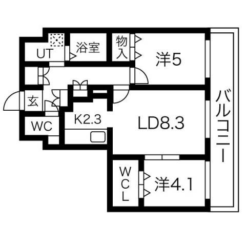 SAPHIR菊水(2LDK/4階)の間取り写真