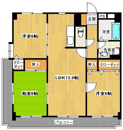 リバーウインズ室見(3LDK/7階)の間取り写真
