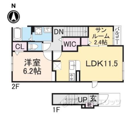 ドルミオークス3(1LDK/2階)の間取り写真