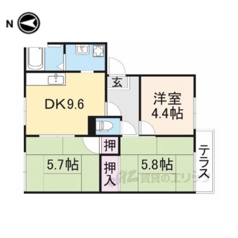 コージーコートB棟(3DK/2階)の間取り写真