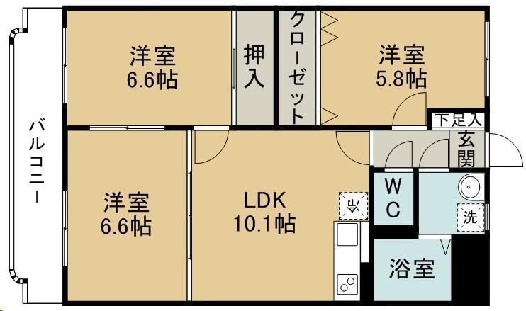 HAUSE.A荒井(3LDK/1階)の間取り写真