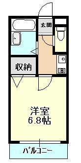 メゾンド二色浜(1K/2階)の間取り写真