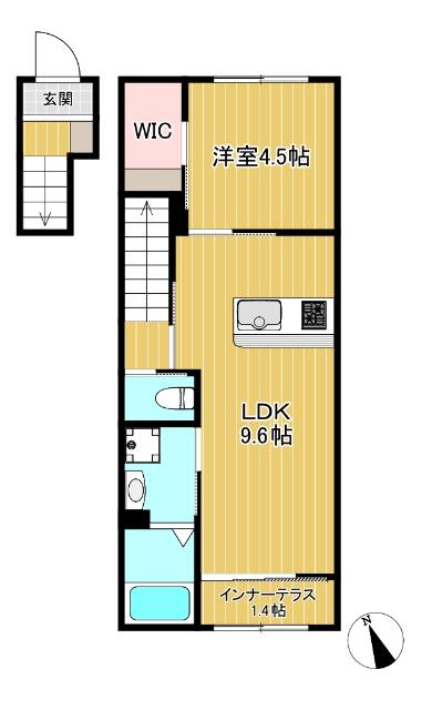 HAL SCENT(1LDK/2階)の間取り写真