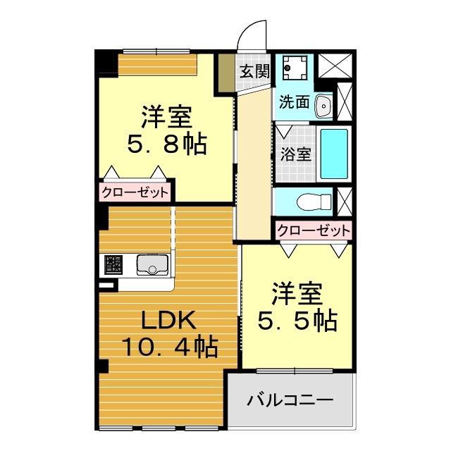 サン・ブリュー(2LDK/1階)の間取り写真