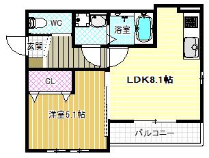 ル・ミュール(1LDK/3階)の間取り写真