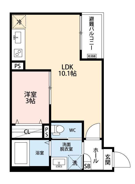 GRANDBLUE DOTOKUSHIMMACHII(1LDK/1階)の間取り写真