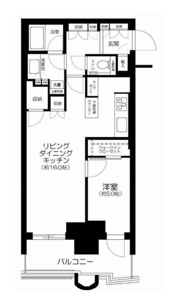パークタワー勝どきミッド(1LDK/37階)の間取り写真