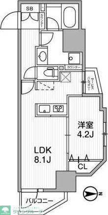 LUNIQ新御徒町I(1LDK/2階)の間取り写真
