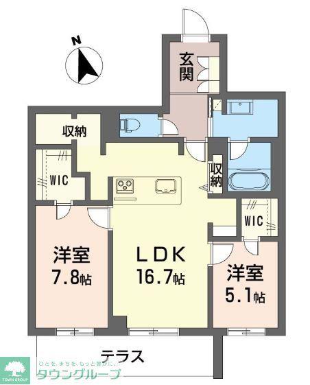 ブラウニー(2LDK/1階)の間取り写真